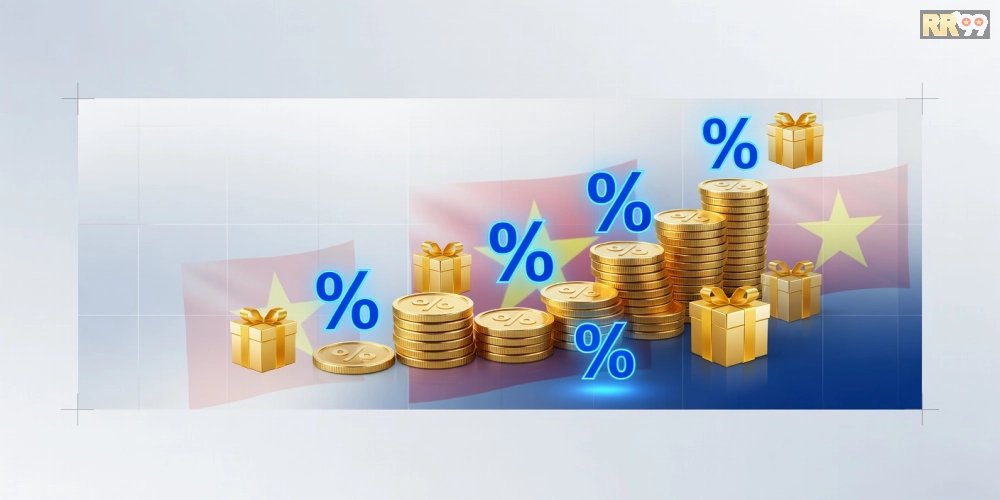 Minh họa khái niệm chương trình khuyến mãi rr99 với các ưu đãi hấp dẫn và biểu tượng tiền thưởng
