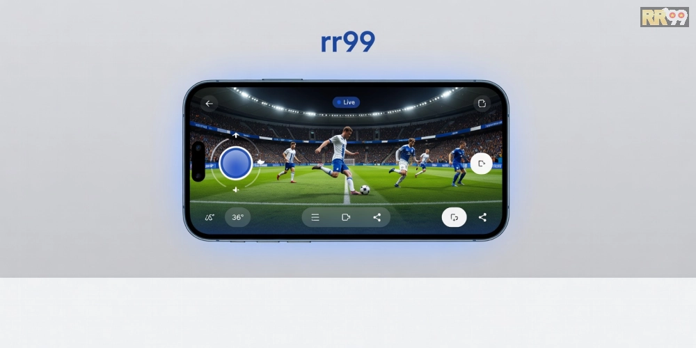 Hình ảnh giao diện 360 độ thể thao rr99 trên thiết bị di động với các trận đấu trực tiếp