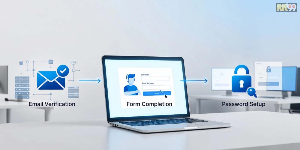 Hình minh họa các bước đăng ký tài khoản game nổ hũ rr99 đơn giản và nhanh chóng