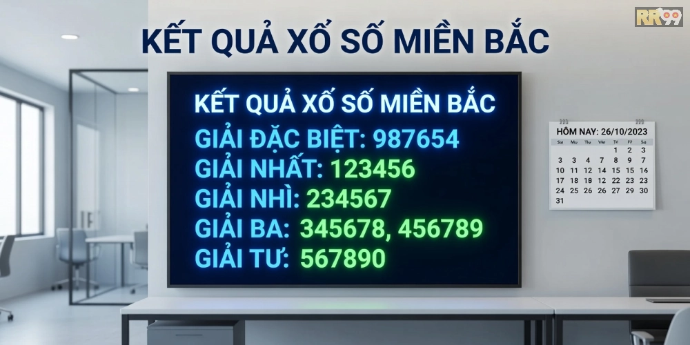 Minh họa kết quả xổ số miền Bắc với bảng số rõ nét và giao diện hiện đại