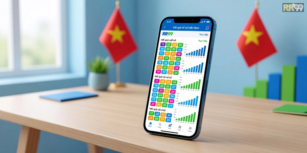 Hình ảnh hiển thị kết quả xổ số miền nam hôm nay rr99 trên màn hình di động.
