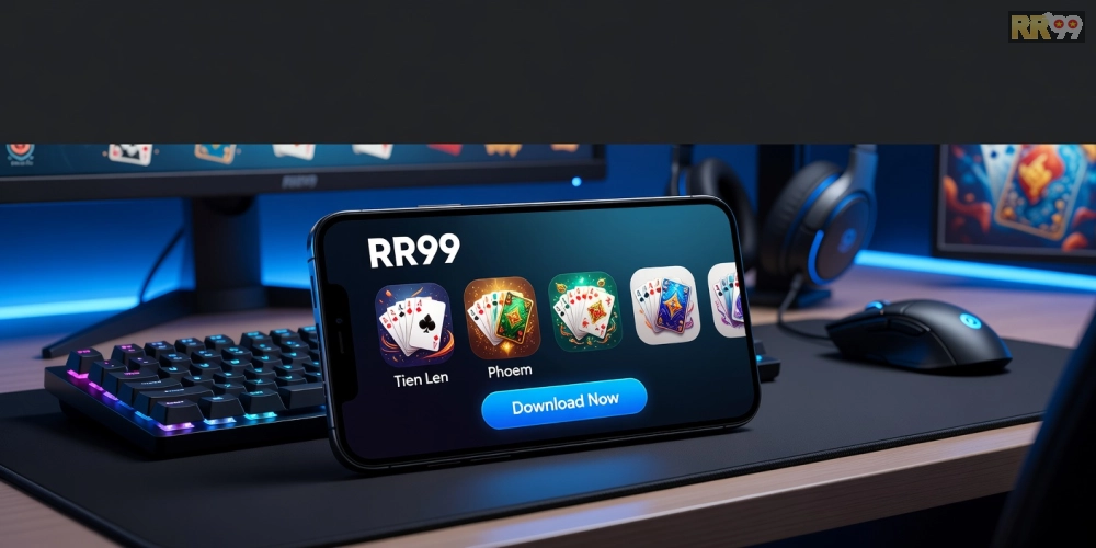 Minh họa giao diện tải game bài RR99 với các trò chơi phổ biến