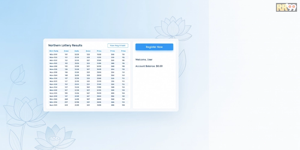 Giao diện trang web xổ số uy tín với bảng kết quả và nút đăng ký nổi bật